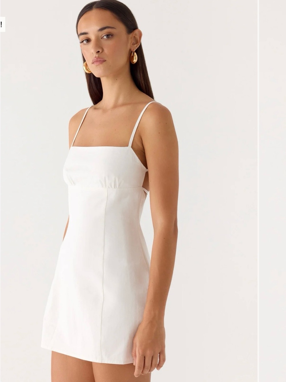 Peppermayo White Square-Neck Mini Dress with Thin Straps